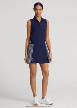 15"-os, oldalra hajtogatott teljesítmény skort 2680489407 nők Ralph Lauren rafinált haditengerészeti multi