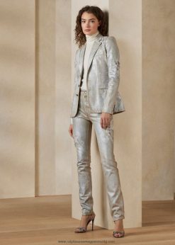 160-as vékony farmer farmer 2680483549 nők Ralph Lauren bevonatos ezüst virágos