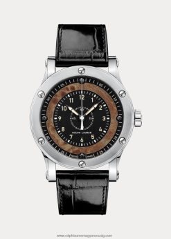 39 mm-es kronométer acél 2680482867 férfiak Ralph Lauren fekete számlap fából