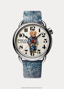 42 mm-es farmer zászlós póló medve óra 2680482800 férfiak Ralph Lauren fehér számlap