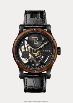 45 mm-es acélváz 2680482865 férfiak Ralph Lauren fekete csontvázas számlap
