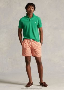 5,75 hüvelykes utazó klasszikus úszónadrág 268048452 férfiak Ralph Lauren vitorlás narancssárga gingham