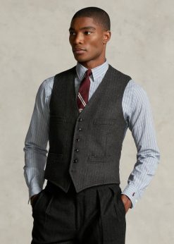 a morehouse kollekció csíkos mellény 2680481296 férfiak Ralph Lauren sötétszürke
