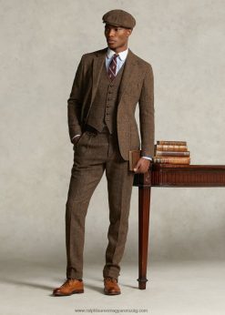 a morehouse kollekció tweed nadrág 2680481251 férfiak Ralph Lauren barna/világosbarna