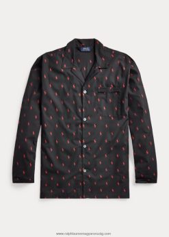 aláírás póni pizsama ing 2680481648 férfiak Ralph Lauren rl fekete/rl2000 piros