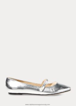 alyssa bőr mary jane 2680487291 gyerekek Ralph Lauren ezüst fémes bőr