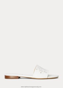 andee fűzőlyukú bőr szandál 2680484992 nők Ralph Lauren hófehér