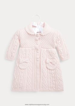 arán kötésű masnis pamutkardigán 2680488009 baba Ralph Lauren finom rózsaszín