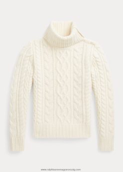 arán kötött gyapjúkeverék garbó pulóver 2680487507 gyerekek Ralph Lauren klubházi krém