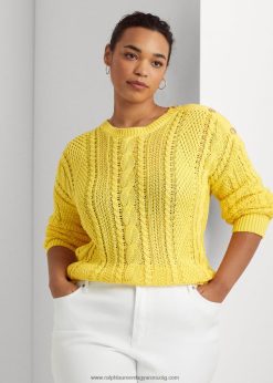 arán kötött pamut pulóver 2680484790 nők Ralph Lauren naphal sárga