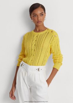 arán kötött pamut pulóver 2680484856 nők Ralph Lauren naphal sárga