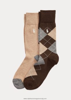 argyle nadrágzokni 2 db 2680482342 férfiak Ralph Lauren barna