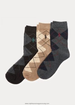 argyle zokni 3 db 2680485964 gyerekek Ralph Lauren szén/khaki/fekete