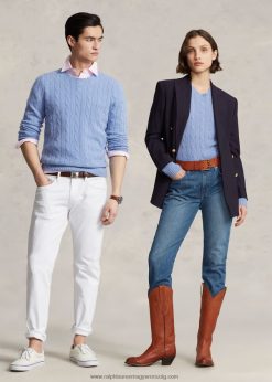 az ikonikus kábelkötésű kasmír pulóver 2680483390 egynemű Ralph Lauren új litchfield kék