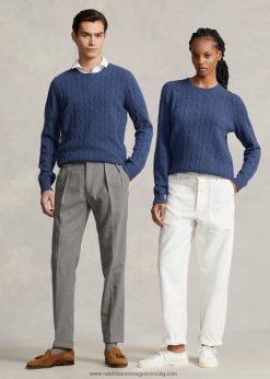 az ikonikus kábelkötésű kasmír pulóver 2680483392 egynemű Ralph Lauren rusztikus sötétkék hanga