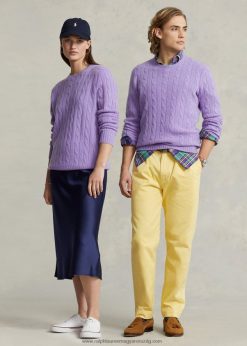 az ikonikus kábelkötésű kasmír pulóver 2680483394 egynemű Ralph Lauren cselédkő lila hanga