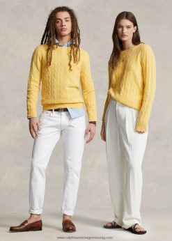 az ikonikus kábelkötésű kasmír pulóver 2680483397 egynemű Ralph Lauren sárgára esik