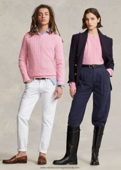 az ikonikus kábelkötésű kasmír pulóver 2680483399 egynemű Ralph Lauren poros karmelrózsaszín