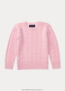 az ikonikus kábelkötésű kasmír pulóver 2680485723 gyerekek Ralph Lauren karmel rózsaszín