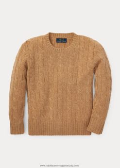 az ikonikus kábelkötésű kasmír pulóver 2680485731 gyerekek Ralph Lauren teve melanzs
