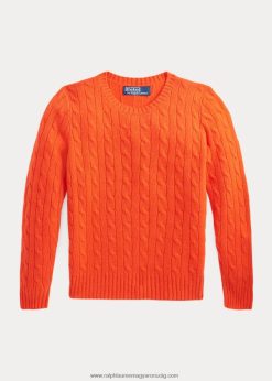 az ikonikus kábelkötésű kasmír pulóver 2680486210 gyerekek Ralph Lauren aktív narancs