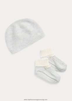 biopamut sapka-cipőkészlet 2680488042 baba Ralph Lauren kvarc hanga/klubház