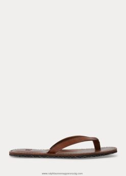 bőr flip-flop 2680484983 nők Ralph Lauren sötétbarna