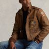 bőr repülő kabát 268048902 férfiak Ralph Lauren vadász barna