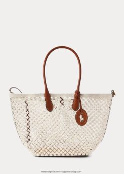 bőrborítású horgolt nagy csengőtáska 2680485190 nők Ralph Lauren pergamen krém