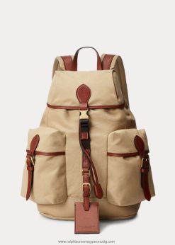 bőrborítású vászon hátizsák 2680488992 férfiak Ralph Lauren creta