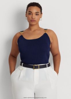 bordás kötött felső 2680484811 nők Ralph Lauren kifinomult haditengerészet