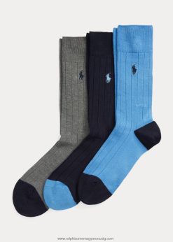 bordás nadrágzokni 3 db 2680482328 férfiak Ralph Lauren puha kék