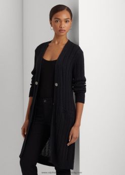 bordás pamut-vászon kardigán 2680484871 nők Ralph Lauren fekete