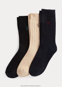 bordázott pamut-keverék ruhazokni 3 db 2680486262 gyerekek Ralph Lauren haditengerészet