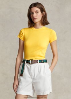 bordázott pamut póló 2680482874 nők Ralph Lauren sárgaúszójú