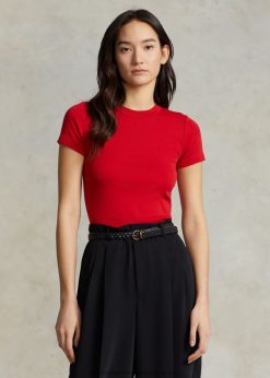 bordázott pamut póló 2680482876 nők Ralph Lauren 2000 rl piros