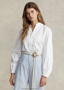 boxy szabású pamut blúzos ujjú ing 2680482979 nők Ralph Lauren fehér