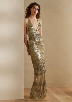 briony díszítésű tüll estélyi ruha 2680483563 nők Ralph Lauren pezsgő