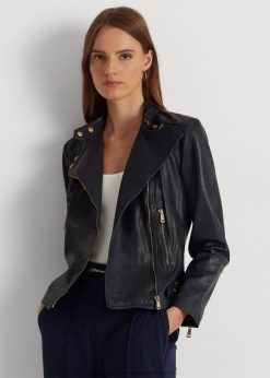 bukdácsolt bőr motokabát 2680489449 nők Ralph Lauren haditengerészet