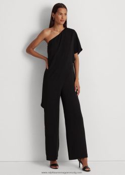 cape Georgette egy vállú jumpsuit 2680484100 nők Ralph Lauren fekete