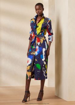 charley mintás pamut szatén nappali ruha 2680483500 nők Ralph Lauren lux navy multi