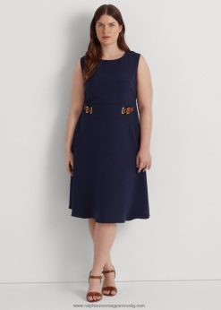 csatos szegélyű kétarcú krepp ruha 2680484580 nők Ralph Lauren kifinomult haditengerészet