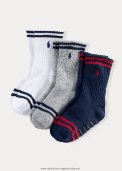 csíkos crew zokni 3 db 2680485961 gyerekek Ralph Lauren fehér