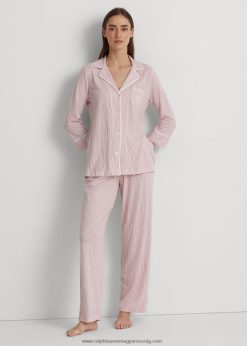 csíkos jersey alvó szett 2680484466 nők Ralph Lauren rózsaszín csík