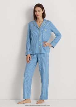 csíkos jersey alvó szett 2680484480 nők Ralph Lauren kék csík