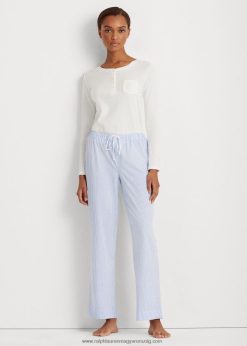 csíkos jersey pizsamanadrág 2680484227 nők Ralph Lauren kék csík