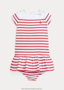 csíkos jersey póló ruha és virágzó 2680487855 baba Ralph Lauren napkelte vörös