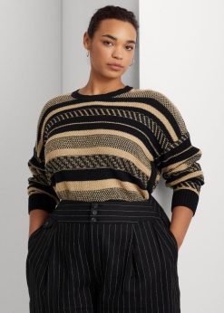 csíkos lenkeverék pulóver 2680484774 nők Ralph Lauren fekete/barna