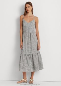 csíkos masnis vászonruha 2680483926 nők Ralph Lauren fekete-fehér