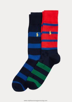 csíkos nadrágzokni 2 db 2680482353 férfiak Ralph Lauren kék/piros/zöld